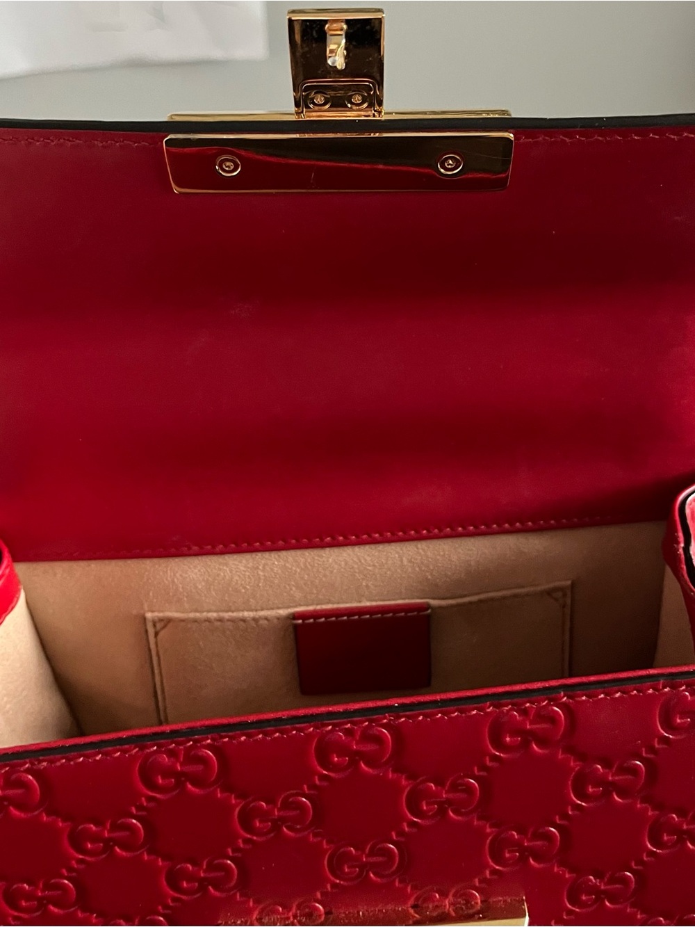 Gucci Guccissima Small Red Padlock Chain Shoulder Bag - Picture 7 of 13